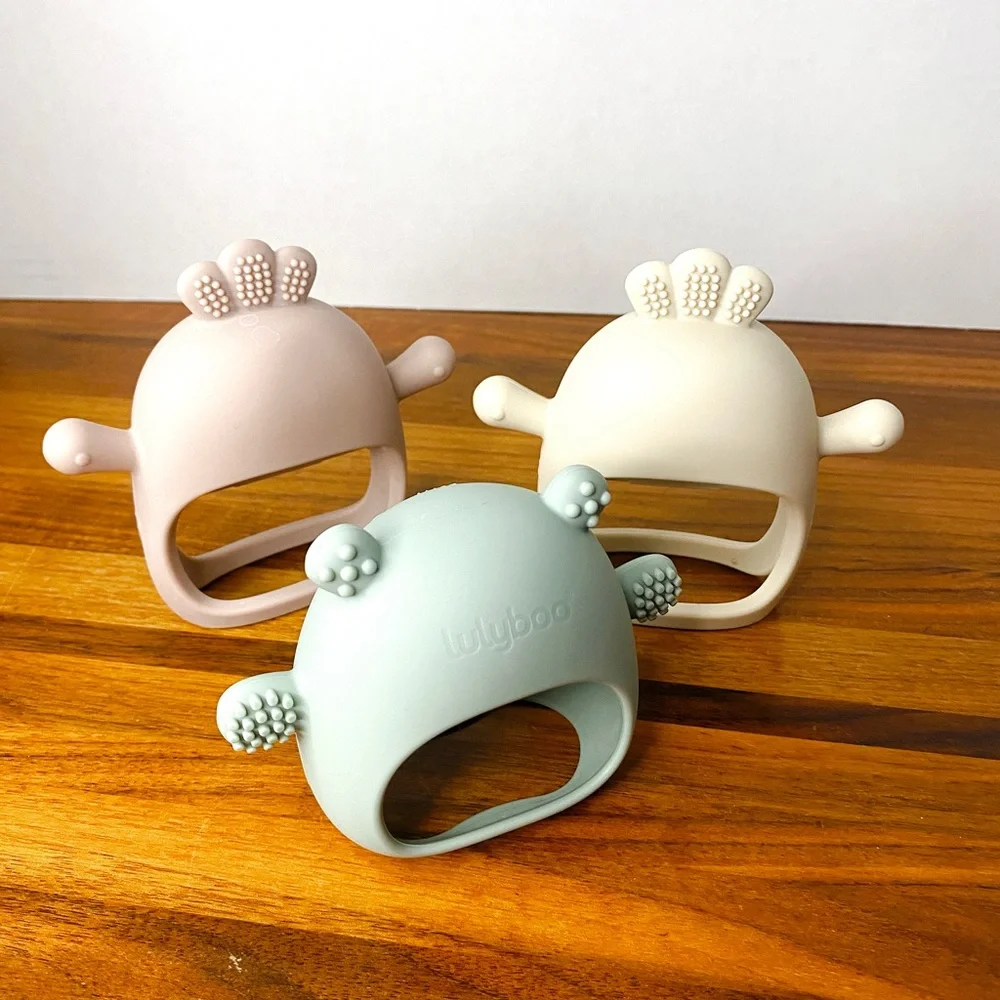Bundle 3 Silicone Teething Mittens 1 Baby Lulyboo Bear and 2 ChooKaChoo Chickens